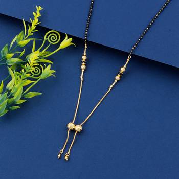 Exclusive Gold Plated Black Beads Chain Necklace Mangalsutra For Women Jewellery 1
