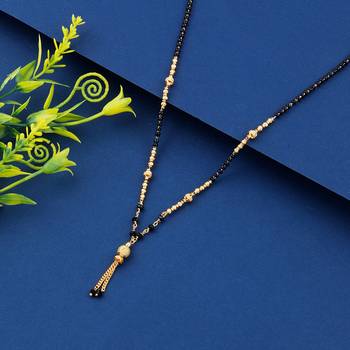 Delicated Gold Plated Chain Black Beads Designer Necklace Mangalsutra For Women 1