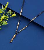 Delicated Gold Plated Chain Black Beads Designer Necklace Mangalsutra For Women
