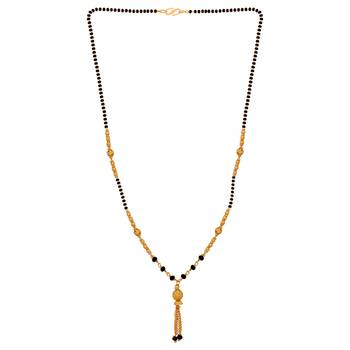 Delicated Gold Plated Chain Black Beads Designer Necklace Mangalsutra For Women 2