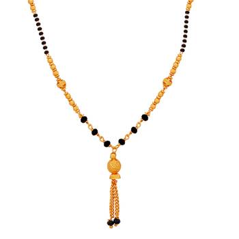 Delicated Gold Plated Chain Black Beads Designer Necklace Mangalsutra For Women 3