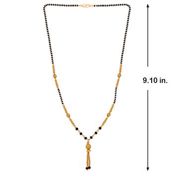 Delicated Gold Plated Chain Black Beads Designer Necklace Mangalsutra For Women 4