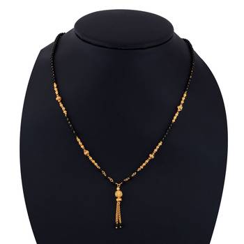Delicated Gold Plated Chain Black Beads Designer Necklace Mangalsutra For Women 5