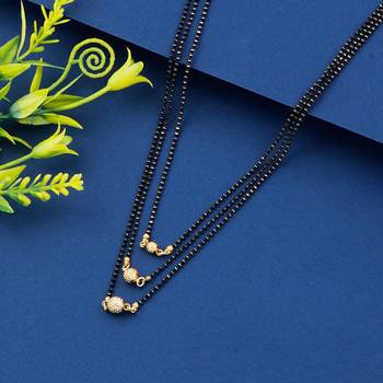 Gold Plated Three Shape Pandent Necklace Mangalsutra For Women Jewellery 1