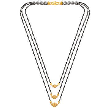 Gold Plated Three Shape Pandent Necklace Mangalsutra For Women Jewellery 2