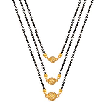 Gold Plated Three Shape Pandent Necklace Mangalsutra For Women Jewellery 3