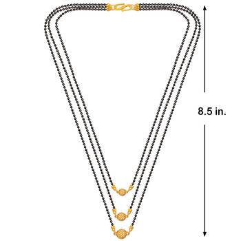 Gold Plated Three Shape Pandent Necklace Mangalsutra For Women Jewellery 4