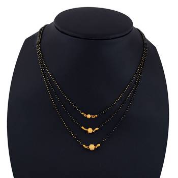 Gold Plated Three Shape Pandent Necklace Mangalsutra For Women Jewellery 5