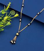 Gold Plated Black Beads Chain Designer Necklace Mangalsutra For Women Jewellery
