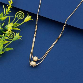 Gold Plated Two Layer Chain Designer Necklace Mangalsutra For Women Jewellery 1