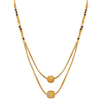 Gold Plated Two Layer Chain Designer Necklace Mangalsutra For Women Jewellery 3