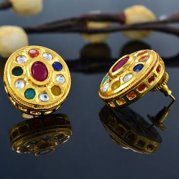 Multicolor Classic Kundan Earrings 1
