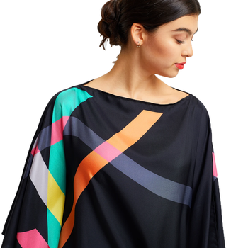  JSDC Digital Printed Beach Wear Silk Crepe Kaftan For Women 3