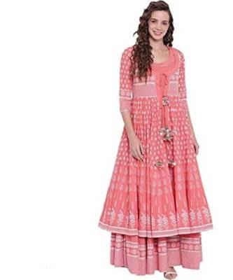 peach rayon ethnic kurtis 1
