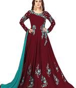 Ujjwal Creation Embroidery Party wear Faux Georgette Maroon Anarkali Gown  