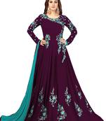 Ujjwal Creation Embroidery Party wear Faux Georgette Purple Anarkali Gown  