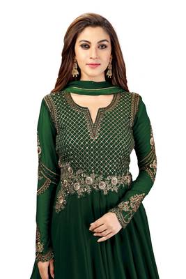 Ujjwal Creation Embroidery Party wear Faux Georgette Green Anarkali Gown   6