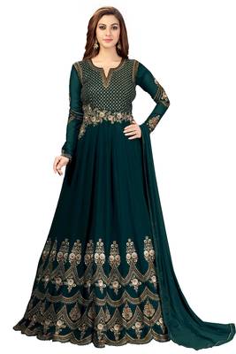 Ujjwal Creation Embroidery Party wear Faux Georgette Morpeach  Anarkali Gown   1