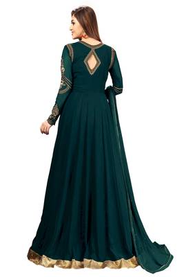Ujjwal Creation Embroidery Party wear Faux Georgette Morpeach  Anarkali Gown   2
