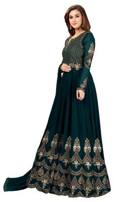 Ujjwal Creation Embroidery Party wear Faux Georgette Morpeach  Anarkali Gown   3