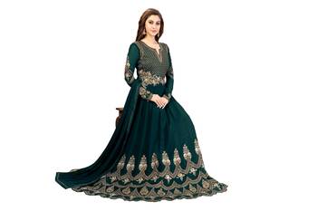Ujjwal Creation Embroidery Party wear Faux Georgette Morpeach  Anarkali Gown   4