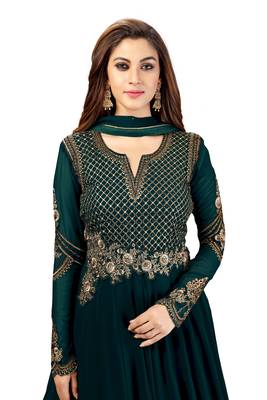 Ujjwal Creation Embroidery Party wear Faux Georgette Morpeach  Anarkali Gown   5
