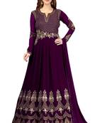 Ujjwal Creation Embroidery Party wear Faux Georgette Purple  Anarkali Gown  