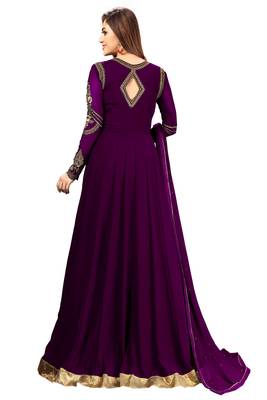 Ujjwal Creation Embroidery Party wear Faux Georgette Purple  Anarkali Gown   2