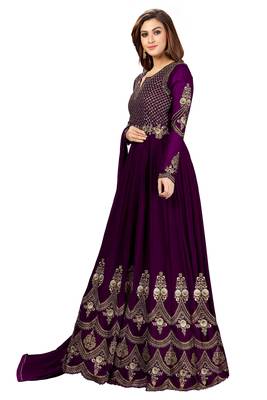 Ujjwal Creation Embroidery Party wear Faux Georgette Purple  Anarkali Gown   3