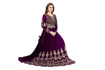 Ujjwal Creation Embroidery Party wear Faux Georgette Purple  Anarkali Gown   4