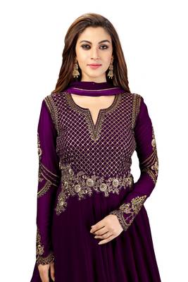 Ujjwal Creation Embroidery Party wear Faux Georgette Purple  Anarkali Gown   5