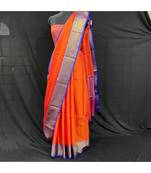 Kora Tanchui Zari Border Parrot Green With Contrast Blose