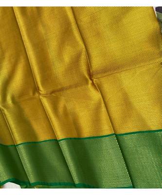 Kora Tanchui Zari Border Parrot Green With Contrast Blose 5