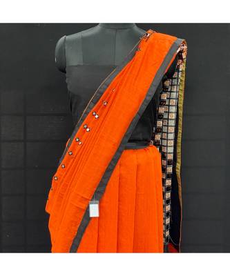 Fancy Jamdani Cottton Cutwork pallu Saree With Black Blouse 2