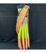3D Tissue Banarasi Saree With Contrast Heavy Golden Blouse