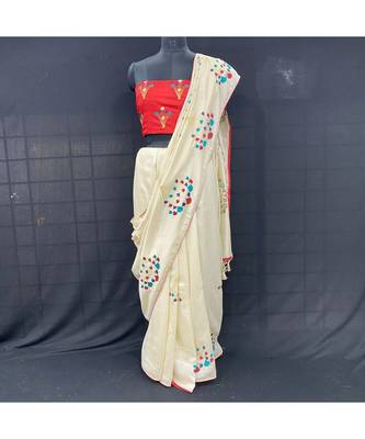 Banglori Silk Ballon Saree Contrat Pink Color Embroidry Blouse 1
