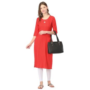 Red printed rayon kurtas-and-kurtis 5