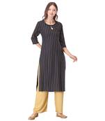 Navy-blue printed rayon kurtas-and-kurtis