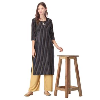 Navy-blue printed rayon kurtas-and-kurtis 5