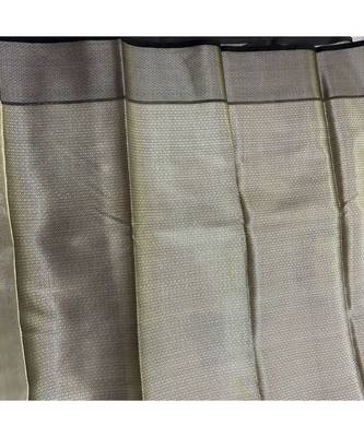 Orghanza Cream Saree With Black Brocket Blouse 4