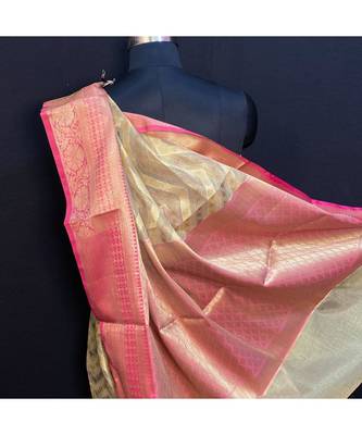 Laherya Banarasi tissue Saree With RoyalBlue Blouse 2