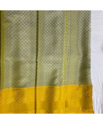 Grey Kanchi Brocket Saree Yellow Blouse 5