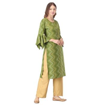 Olive printed rayon kurtas-and-kurtis 4
