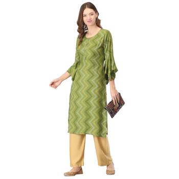 Olive printed rayon kurtas-and-kurtis 5