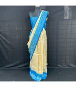 Cream Softy Silk With Sky Blue Blose