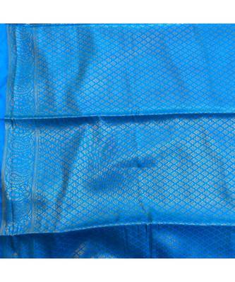Cream Softy Silk With Sky Blue Blose 4