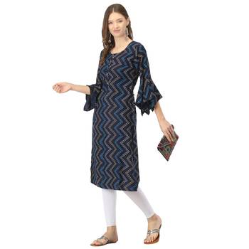 Navy-blue printed rayon kurtas-and-kurtis 5