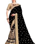 Trendmalls Black embroidered silk Party Wear Saree With Blouse