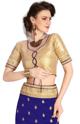 Trendmalls Blue embroidered silk saree with blouse  5