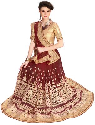 Trendmalls Brown embroidered silk saree with blouse  5
